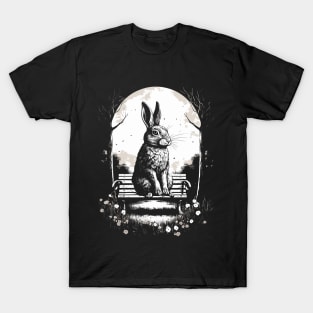 Giant Rabbit On Park Bench Bunny Lovers T-Shirt